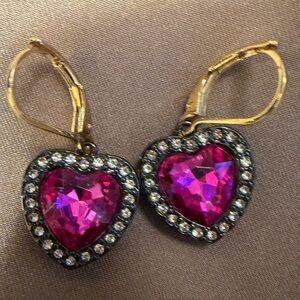 Kurt Geiger Pink Heart Crystal Earrings
